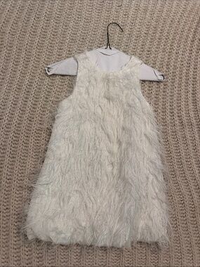 Zara White Feather-Texture Formal Dress for Kids